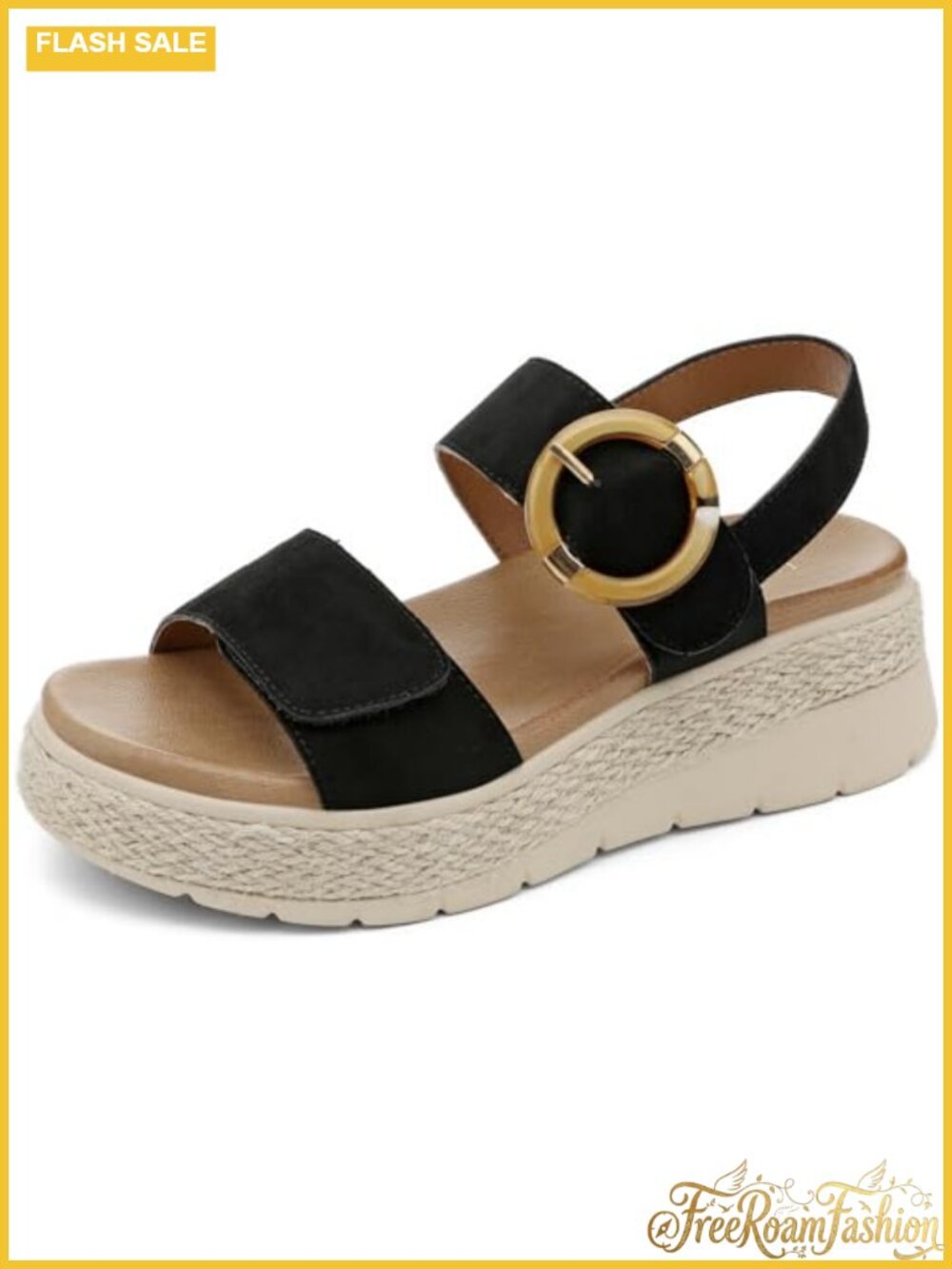 Womens Espadrille Platform Sandals Low Wedge Orthopedic Arch Support